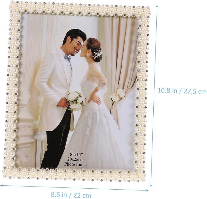NOLITOY Pearl Picture Frame, Picture Holder Ornate Frame for Wedding Birthday Graduation Photo Tabletop Display