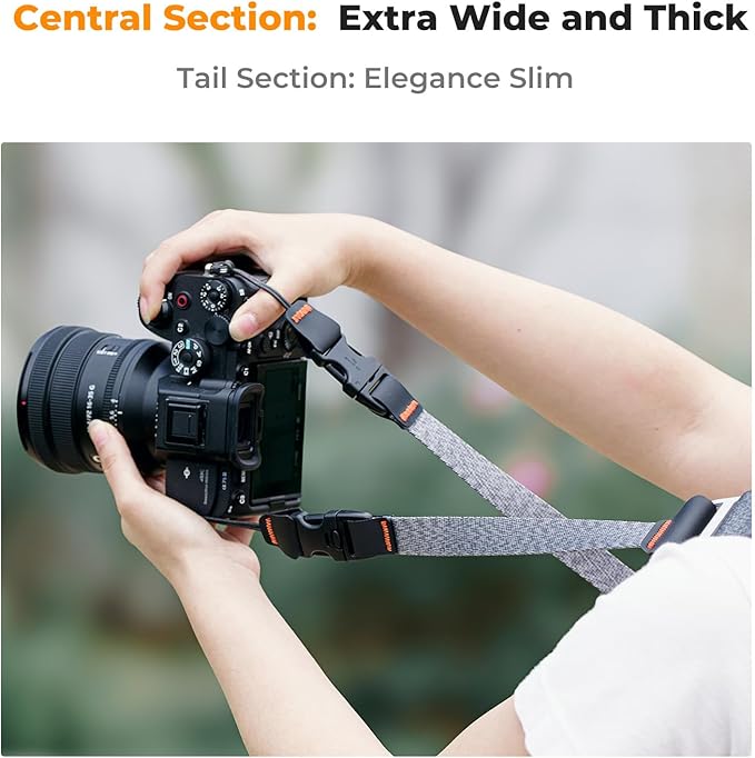 K&F CONCEPT 45mm Camera Neck Strap for Photographers Camera Strap Quick Release Clip Adjustable Sling Strap Compatible with Nikon Canon Sony Olympus DSLR Camera Silver