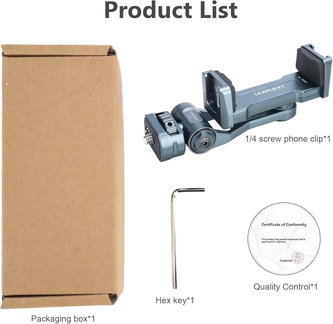 Camera Phone Holder, Metal Material, Horizontal and Vertical Rotation, Parallel 360 °, with Cold Shoe Interface Bottom 1/4 Screw, Suitable for Rabbit Cages, Handheld Selfie Videos