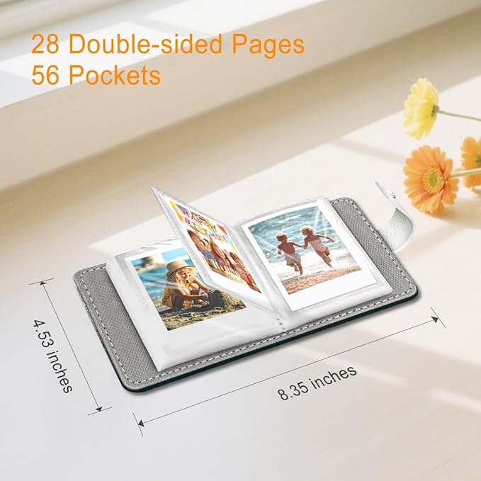 Lebrocoli Mist Forest Small Photos Album for 2x3 Inch Films, 56 Pockets Mini Cute Albums Book for Polaroid Fujifilm Instax Mini Instant Camera Printer, Kpop Photocard Pictures Binders Holders Storage