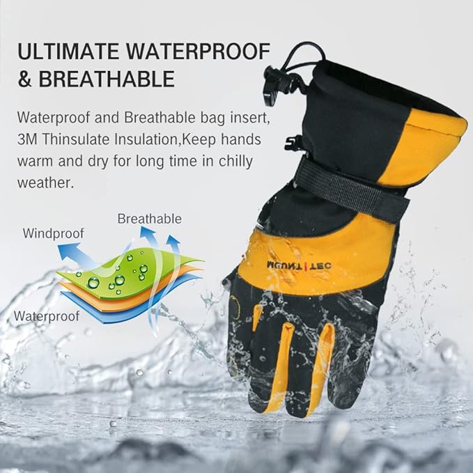 MOUNT TEC Men's Flexible Ideal for Ice Fishing,Photography,Hunting Gloves with 3M Thinsulate Waterproof Windproof Touchscreen Gloves