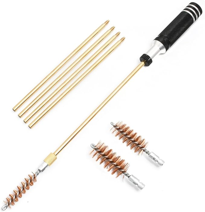 Shotgun Cleaning Kit for 12, 20, 410 Gauge Bronze Brushes, Brass Adaptor, Cotton Mops, Cleaning Pick, Patch Holder, Patches, Nylon Brush Head, Empty Oil Bottle