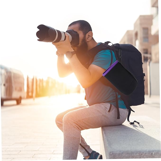 OSOLADY Neoprene Lens Pouch for Camera Shockproof Protection Flexible and Durable Design Convenient Transport with Belt Loop and Clip for Camera Lens