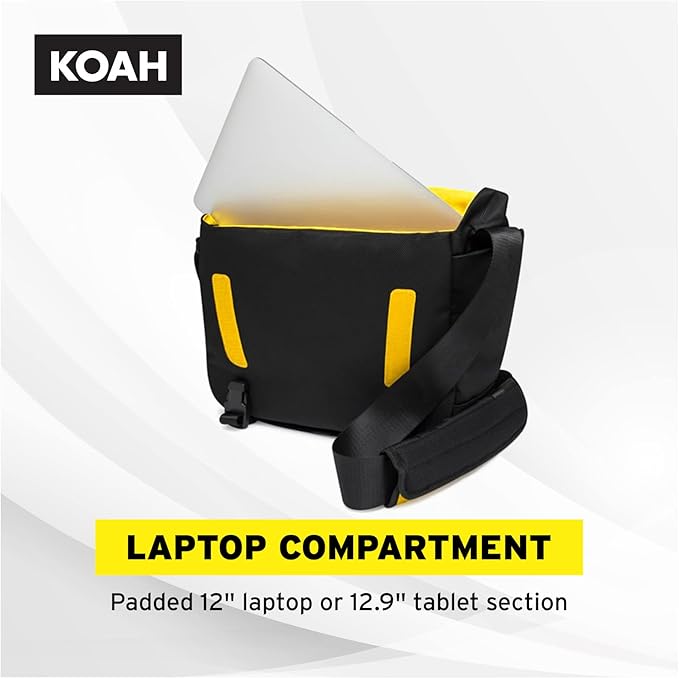 Koah Fulton Precision Shoulder Messenger Camera Bag for Professional Photographers, Large Camera Bag with Laptop/Tablet Compartment, DSLR Camera Bag with Padded Shoulder Strap, Crossbody Camera Bag