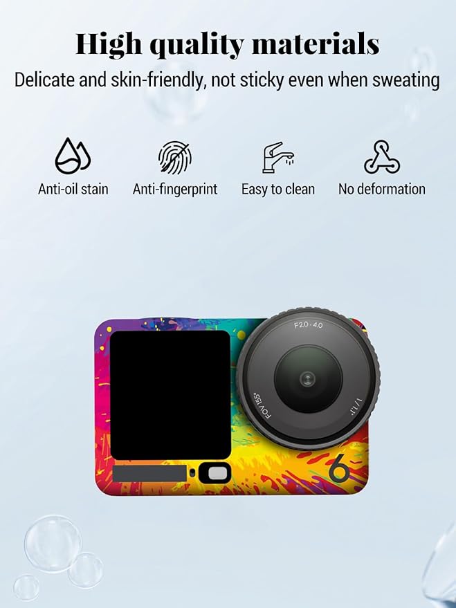 ZBAGUG for DJI Action 6 Skin Full Body Wrap, Anti-Scratch Waterproof Protective Sticker, Full Coverage Action Cam Wrap, for DJI Action 6 Accessories, Watercolor