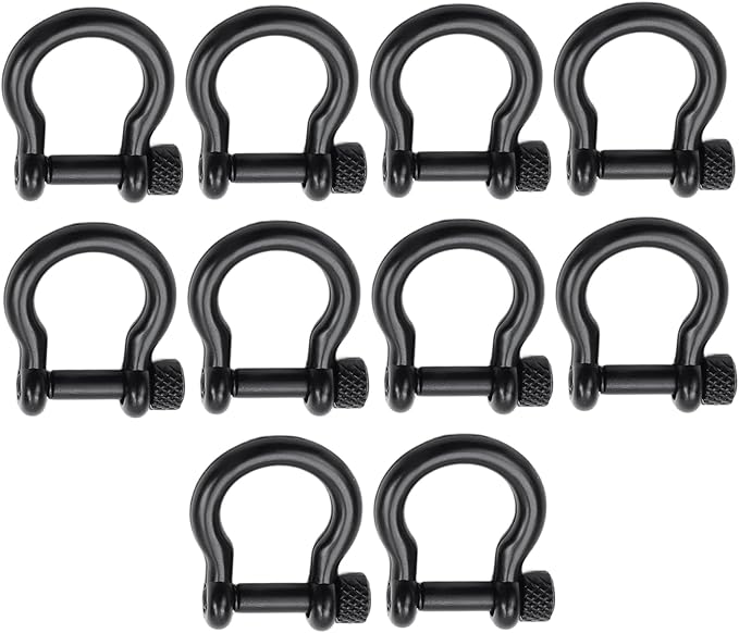 Semetall Screw Pin Anchor Shackle,10 PCS D Ring Shackle for Rigging, Lifting, Tow Strap, and Steel Wire Rope(15mm or 3/8")