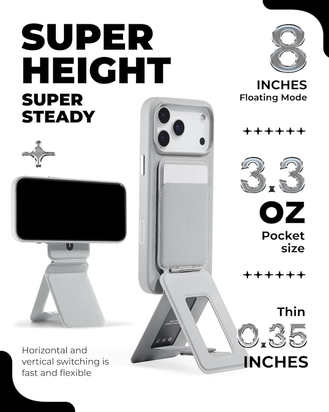 MOFT Phone Tripod Wallet x Tombogo for iPhone, Mulit-Angles, Lightweight & Portable Phone Stand, MOVAS Vegan Leather Phone Wallet, Strong Magnets, NFC Card Holder, Misty Cove (with Card Slot)