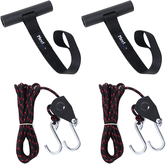 Mind and Action Kayak Tie Down Straps,Quick Hood Loops Trunk Anchor,Canoe Transport Accessories Secure Vehicle Lashing Point (2 Straps+2 Pulley Hooks)