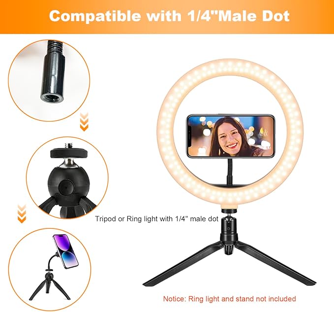 Ring Light Phone Holder Attachment, Strong Magnetic Phone Holder for Ring Light and Tripod Stand, Flexible Cell Phones Tripod Mount Adapter for MagSafe iPhone 16 15 14 13 12 Series and Android Phones