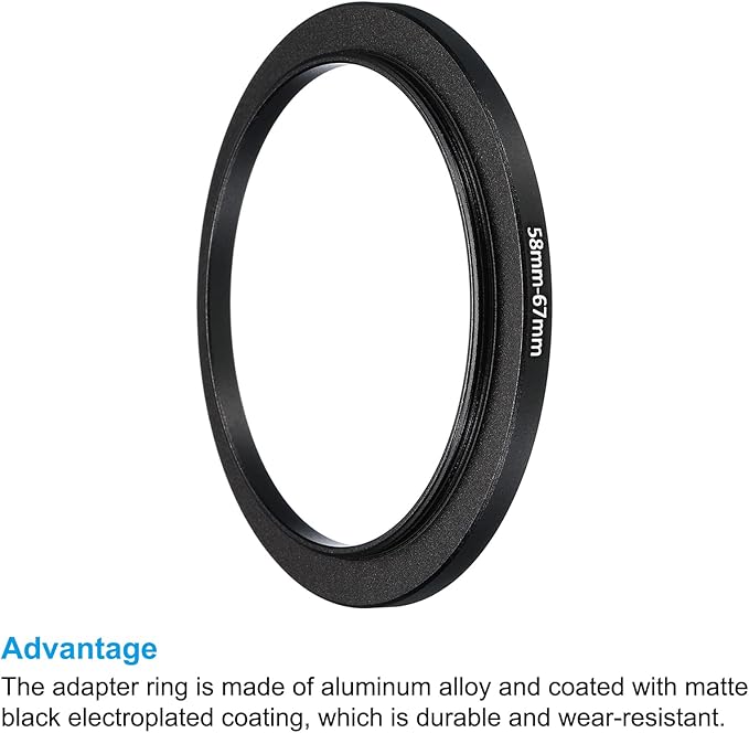PATIKIL 58mm-67mm Metal Step Up Ring, 2 Pack Camera Lens Filter Adapter Ring Aluminum Filter Adapter Ring for Camera Lenses Hood, Black