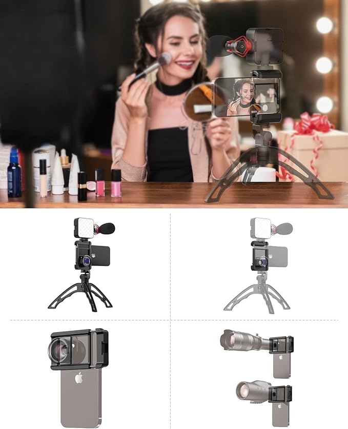 17 mm Thread Lens Adapter, Telephoto Lens Phone Mount Sturdy and Wear-Resistant, Lens Holder Suitable for All Lens&Telephoto Lens with 17mm Thread, Works with Almost All Smartphones