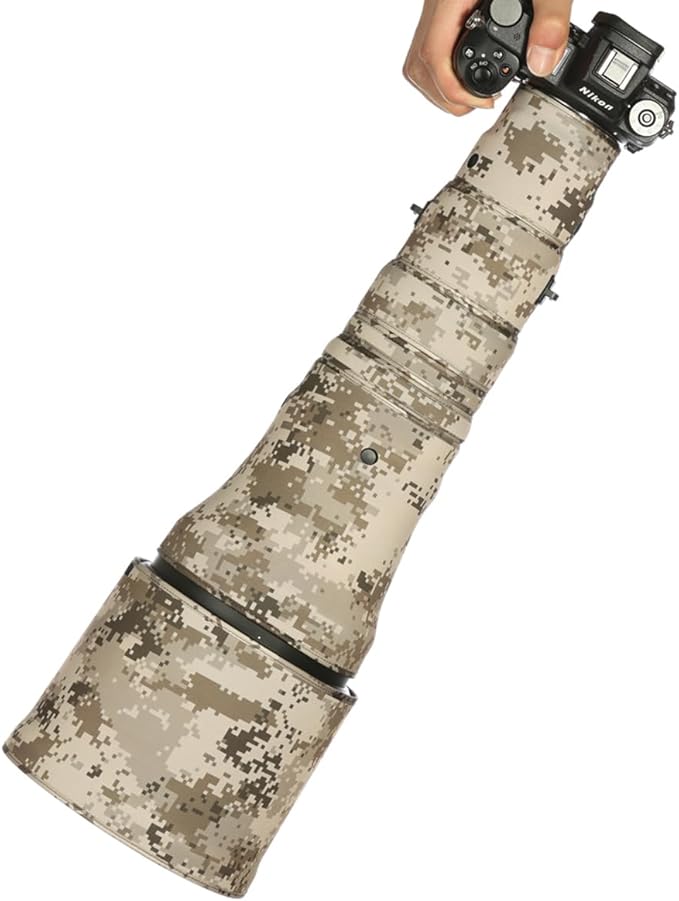 CHASING BIRDS Lens Camouflage Waterproof Coat for Nikon Z 800mm f/6.3 VR S Rainproof Lens Protective Cover Version IV (Brown Grid, with 1.4X and 2.0X TC)