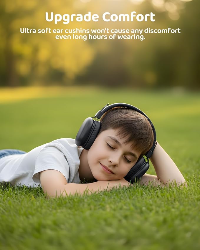 Kids Bluetooth Headphones, Over-Ear Wireless Headphones with Microphone, Safe-Volume 85dBA, Bluetooth 5.4, Foldable Lightweight and Comfortable, 50H Playtime, USB-C Charging, Blue