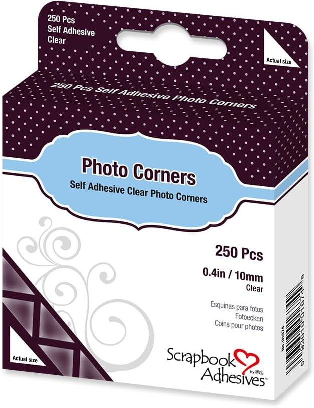 SCRAPBOOK ADHESIVES BY 3L by 3L, Polypropylene Photo Corners, Clear (250 Pcs)