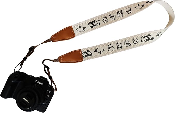 Original Design, Personalized Adjustable Cute Cotton PANDA Camera Strap, Fit for Canon Nikon Sony Olympus Interchangeable Lens Digital Camera/DSLR etc. (Panda)
