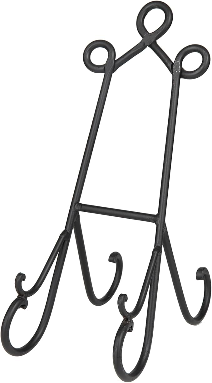 Deco 79 Metal Display Easel Scroll Tabletop Easel, Display Stand 6" x 10" x 14", Black