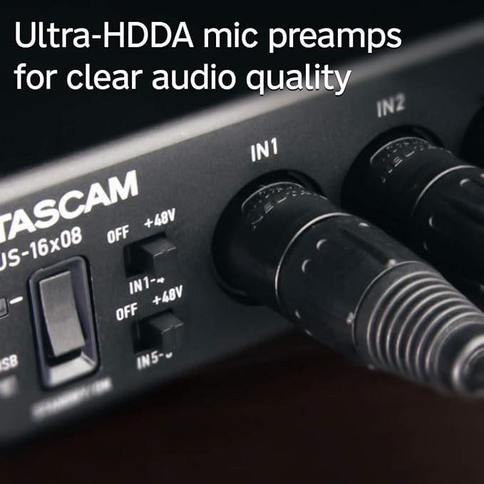 TASCAM US-16x08 Audio Interface and Studio Headphones Bundle