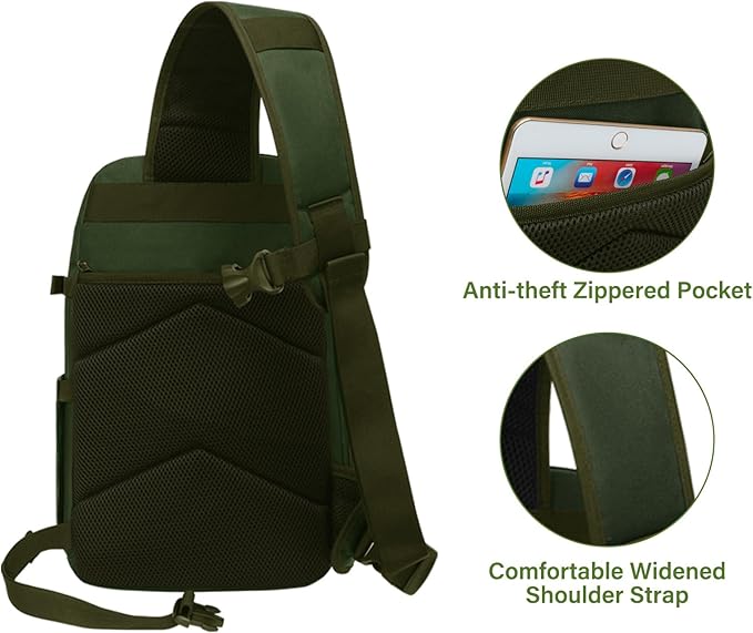 MOSISO Camera Sling Bag,DSLR/SLR/Mirrorless Tactical Camera Crossbody Bag Case Photography Slingpack with Tripod Holder&Removable Modular Inserts Compatible with Canon/Nikon/Sony/Fuji, Army Green