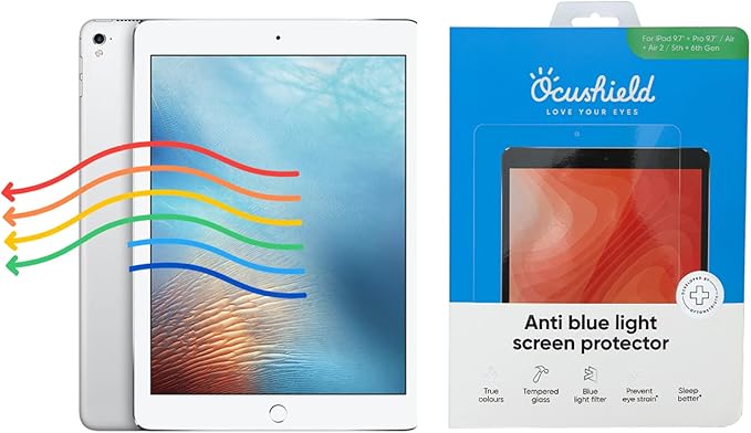 Ocushield Anti Blue Light Tempered Glass Screen Protector for iPad Air, iPad Pro 9.7' - Blue Light Filter