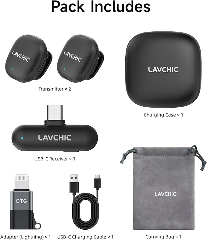 Mini Lavalier Microphone for iPhone Android Computer with Charging Case USB C Phone Mic for Vlogging Video Audio Recording Wireless Microphone AI Noise Reduction