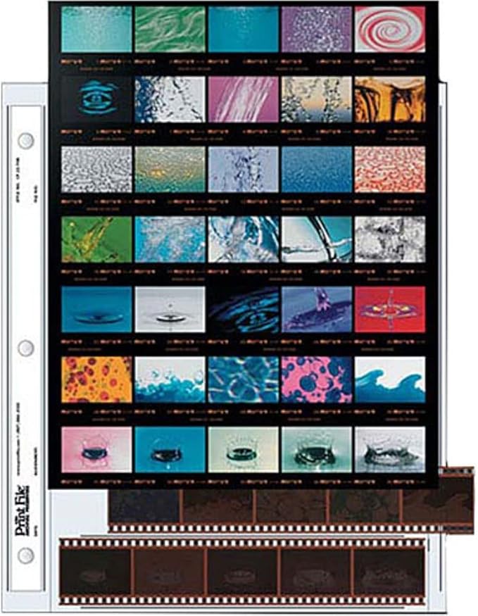 Print File 35mm Size Negative Pages Holds Seven Strips of Five Frames with Contact Sheet, Pack of 25