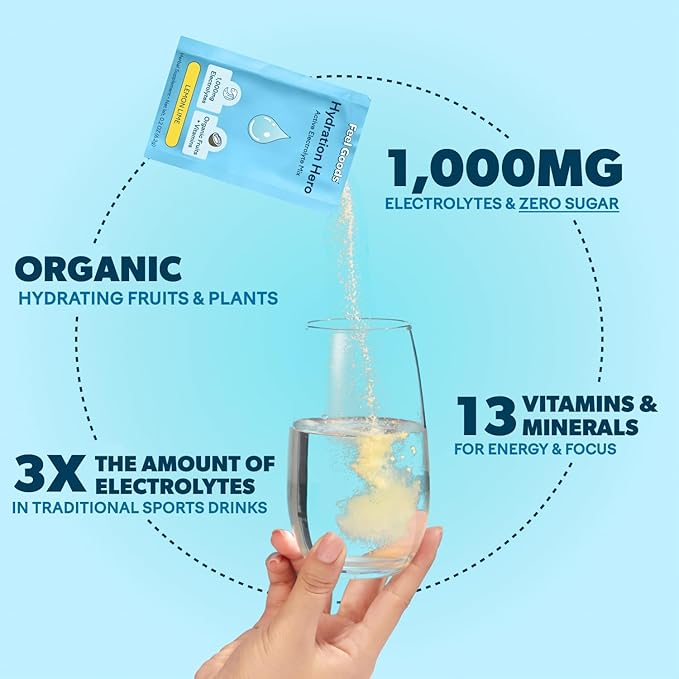 Feel Goods Hydration Hero Variety Pack, Sugar-Free Electrolyte Powder Packets - Daily Electrolytes Drink Mix with Magnesium, Potassium & Vitamins for Fasting & Energy - Keto, Vegan & Organic Flavors