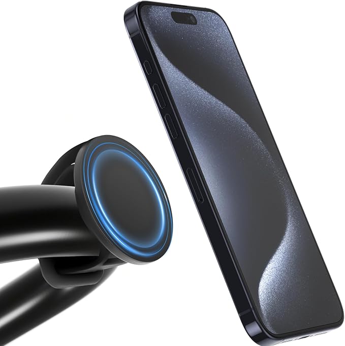 Phone Mount for Magsafe for Gym Fitness, Bike Phone Holder with Adjustable Silicone Strap Magnetic Bicycle Phone Mount for Gym Equipment, Stroller, Shopping Cart, Exercise Bikes, Golf Push Cart(black)