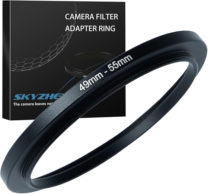 49mm to 55mm Step up Ring Filter Adapter Metal Ring Step up Rings Adapter Filter Compatible with All 55mm UV,CPL,ND,Lens Hood,Threaded Lens ect (49mm to 55mm)