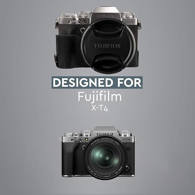 MegaGear MG1923 Ever Ready Genuine Leather Camera Half Case Compatible with Fujifilm X-T4 - Black