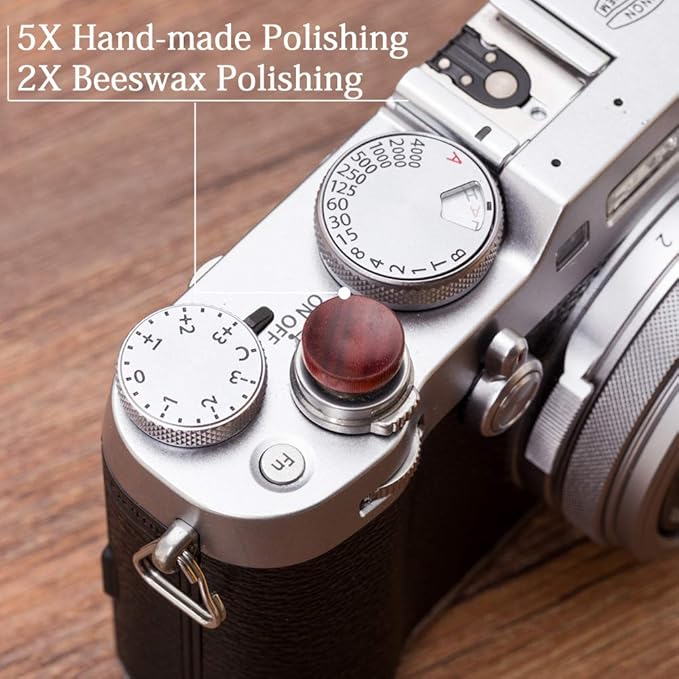 VKO Wood Soft Shutter Release Button,Delicate Camera Shutter Button 12mm Concave Surface Red(Wood Grain Random)