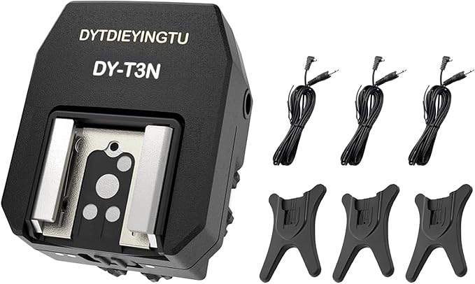 DY-T3N for Nikon Camera Flash Hot Shoe Adapter Mount Top-Mounted Expansion Accessory: Multi-Flash synchronous Shooting with Cable Converter A Set with 3 Wires (DY-T3N N03)