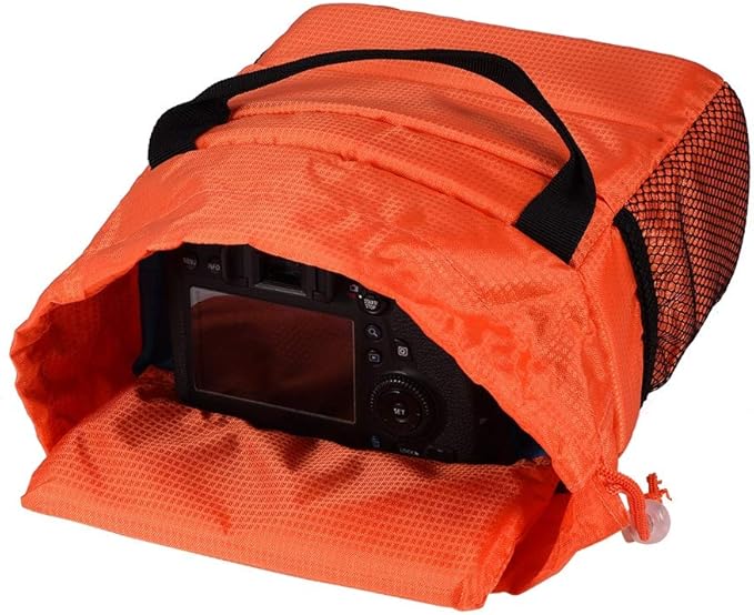 ZJchao Camera Bag, Camera Bag Insert Shockproof Padded Divider Drawstring Closure for DLSR (Orange)