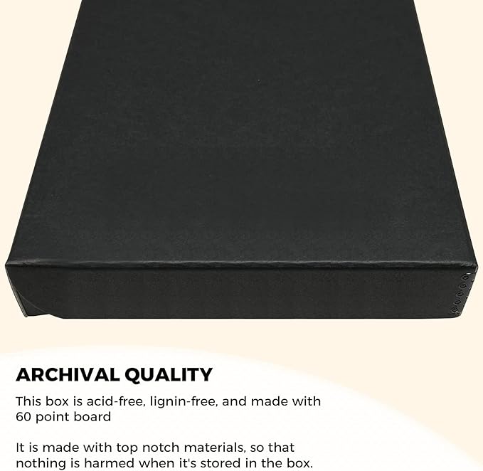 Golden State Art, Archival Folio Storage Box 9x12, Clamshell Design with Metal Edge, Preserve and Store Photos Documents Cards Prints Arts Crafts DIY, Black, Pack of 2