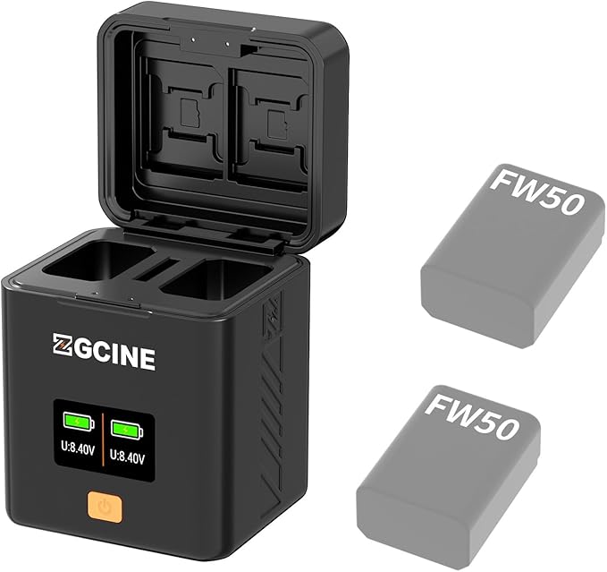 ZGCINE PS-FW50 Dual USB-C Charger Case Box with PD Fast Charging for Sony NP-FW50 Battery, Compatible with Sony a6500, a6300, a6000, a7, a7s, a5100, a5000, a7r, a7 ii & More, NOT Built-in Battery