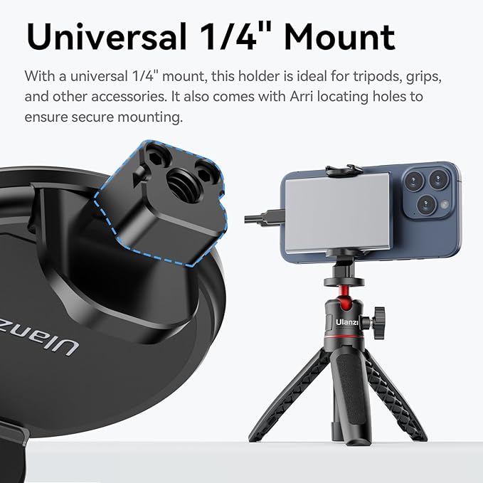 ULANZI MG10 Magnetic Phone Holder with SSD Holder Clamp for Tripods,Compatible with MagSafe for iPhone 16/15/14/13/12 Pro Max Pro Plus Mini All Series with Cold Shoe and 1/4" Thread Mount