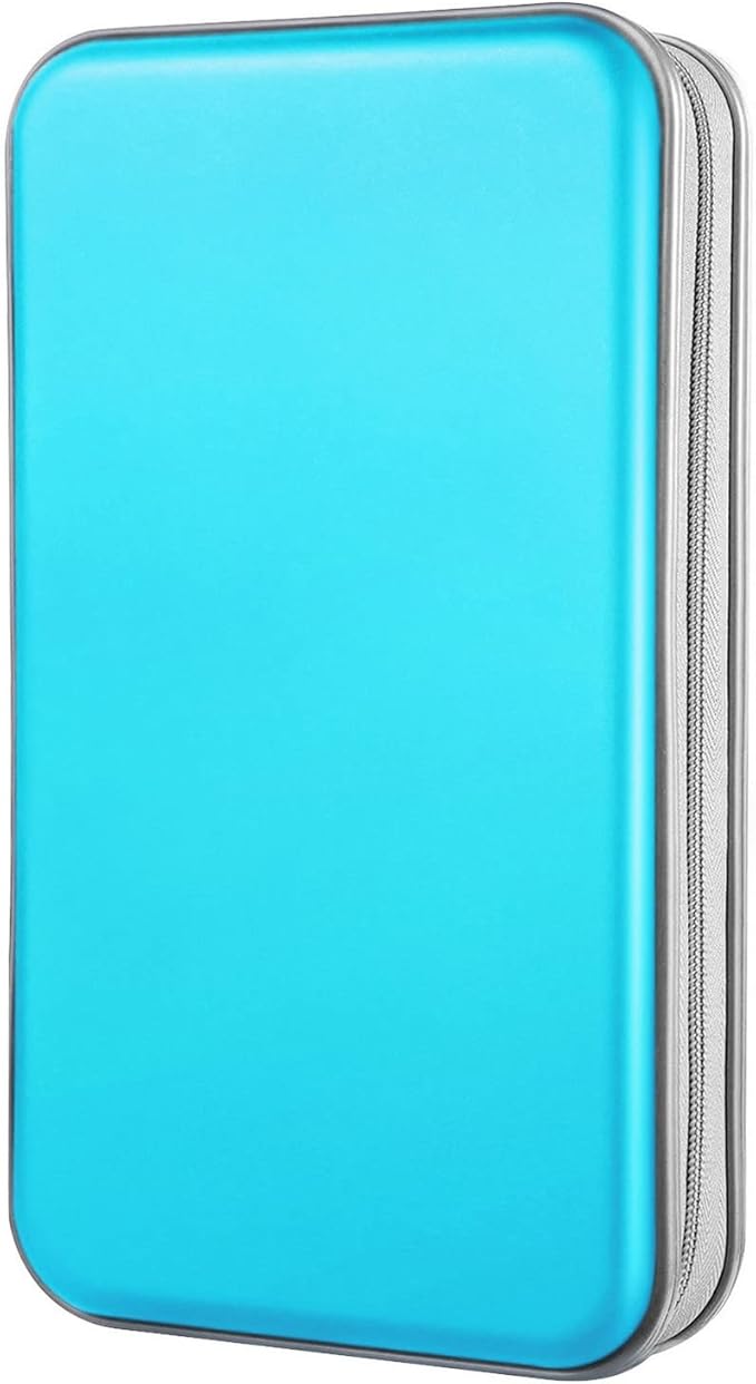 DVD Case, Bivisen CD Case Holder Wallet Binder 96 Capacity CD/DVD Cases Storage Holder Binder Organizer Wallet Book for Car Home Travel (Sky Blue)