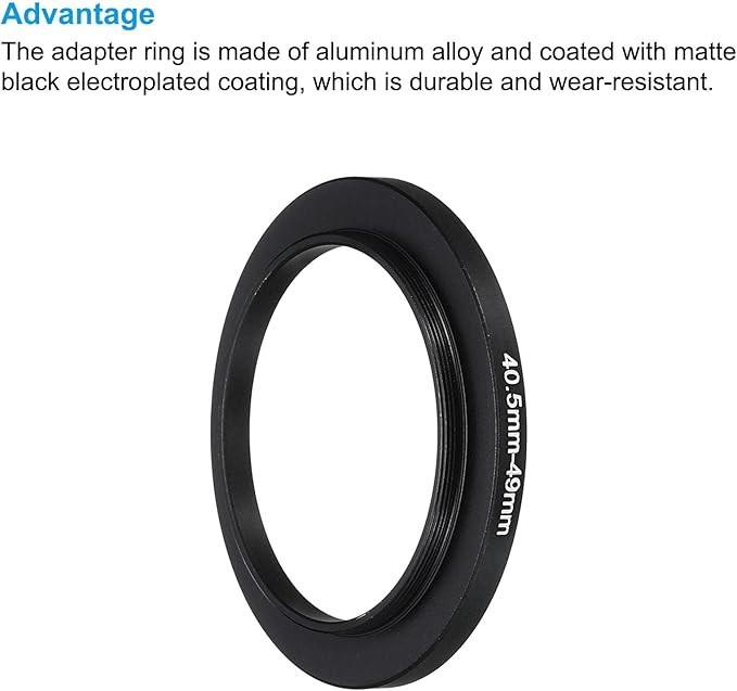 PATIKIL 40.5mm-49mm Metal Step Up Ring with Cleaning Cloth, 2 Pack Camera Lens Filter Adapter Ring Aluminum Filter Adapter Ring for Camera Lenses Hood, Black