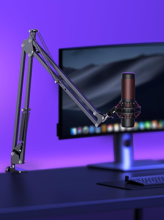 InnoGear Mic Stand for Blue Snowball and Blue Snowball iCE Boom Arm Stand with Pop Filter Microphone Holders for HyperX QuadCast SoloCast Fifine Shure SM7B and Other Mic, Max Load 1.5 KG, Medium
