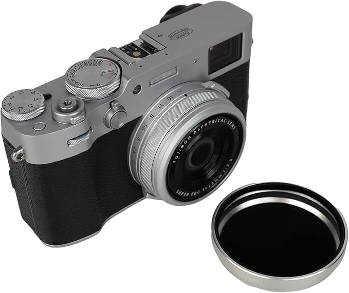 Foto&Tech Metal Lens Front Cover Fuji X100V Accessories, Fuji Lens Cap, Fuji X100V Lens Hood, X100V Lens Hood, X100V Lens Hood (Silver)