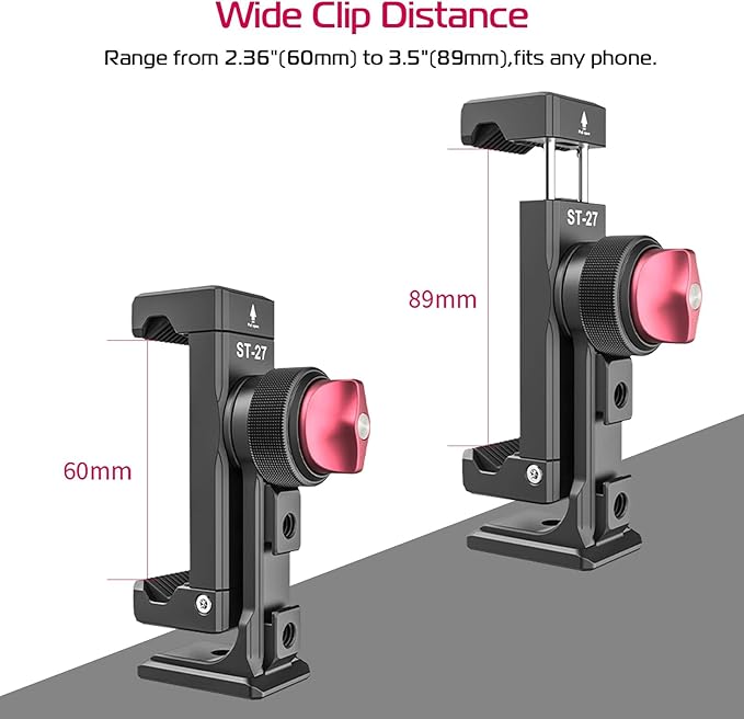 ULANZI ST-27 Metal Phone Tripod Mount, 360° Phone Holder for Tripod w 3 Cold Shoes & Arca Port, Versatile Smartphone Adapter for iPhone 17 16 15, Desktop Tripods, and Live Streaming/Vlogging Setup