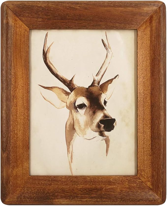 6x8 Wood Picture Frames, Rustic Photo Frame with Real Glass Front,Wall Hanging and Tabletop Standing,Vertical or Horizontal Display (Brown)