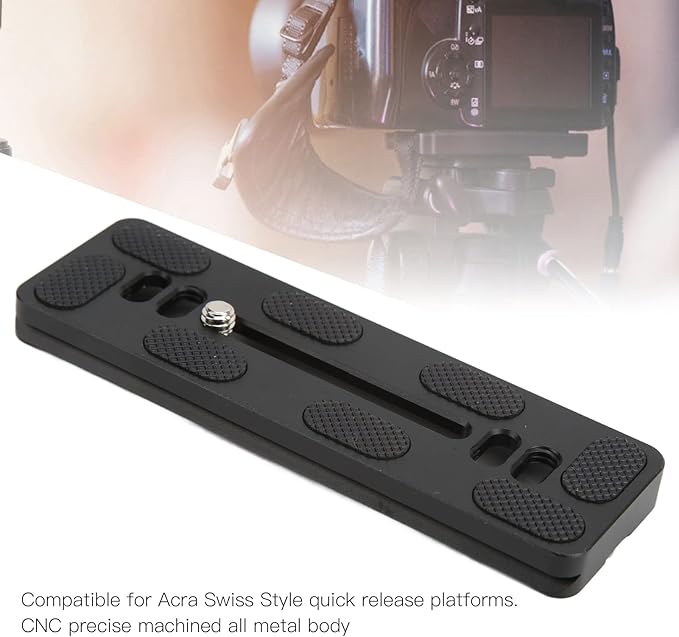 Quick Release Plate with 1/4 Inch Screw and D Ring Screw, Arca Swiss Standard Camera QR Plate for Tripod Ball Head, Aluminum Alloy with Anti - Slip Rubber Pads (120mm)