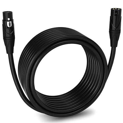 LyxPro 30 Feet XLR Microphone Cable Balanced Male to Female 3 Pin Mic Cord for Powered Speakers Audio Interface Professional Pro Audio Performance and Recording Devices - Black