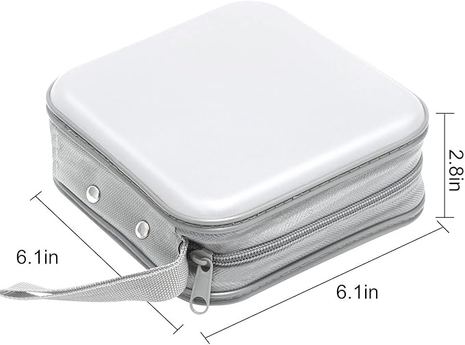 CD Case, 40 Capacity CD/DVD Case Holders Wallet Hard Plastic DVD Disc Cases Storage Binder for Car Home Office Travel (White)