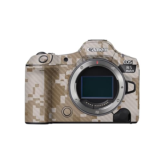 Carbon Fiber Camera Skin Compatible with Canon EOS R5 Mark II (2023) - Desert Camo - Premium 3M Vinyl Protective Wrap Decal Cover - Easy to Apply | Crafted in The USA by MightySkins