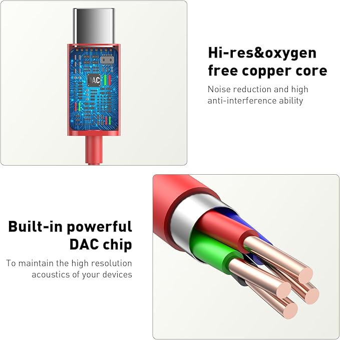 USB C Headphones Wired Type C Earphones for Samsung/Galaxy S26 S25 S24 Plus S23 S22 S21 S20 Note 20 Ultra DAC Magnetic Corded Earbuds for iPhone 15 16 16e 17 Air for Apple/Android Ear Buds Red