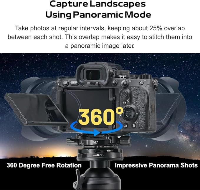 HEIPI Panoramic Panning Base, 360-Degree Tripod Base ARCA-Type Aluminum Alloy Camera Base Plate with Bubble Level for Tripod Monopod DSLR Cameras, Load Capacity 22 LBS
