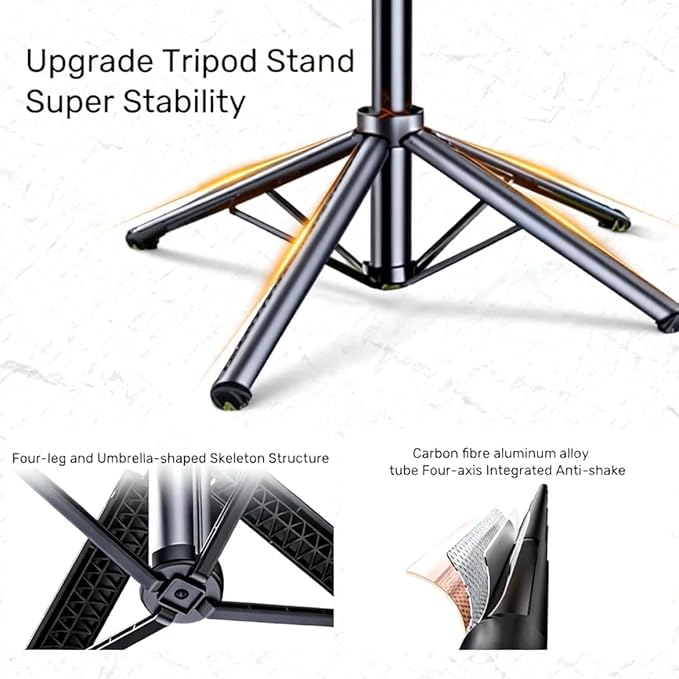 Black Tripod for iPhone with Light, Ring Light Holder for iPhone, Adjustable Selfie Stick Stand with Fill Light, Extendable Phone Tripod for Video Recording, Live Streaming, and Photography