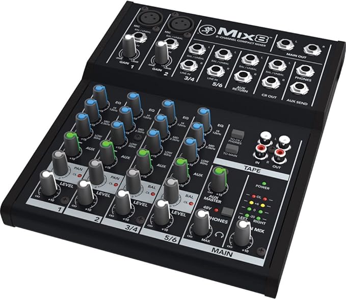 Mackie Mix Series Mix8 8-Channel Mixer, Black