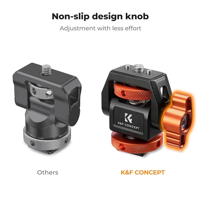 K&F Concept Magic Arm with Super Clamp + Adjustable Camera Monitor Mount, 360° Swivel 180° Tilt with Cold Shoe, Anti-Twist Design, 1/4" Screw for 5" & 7" Camera Field Monitor